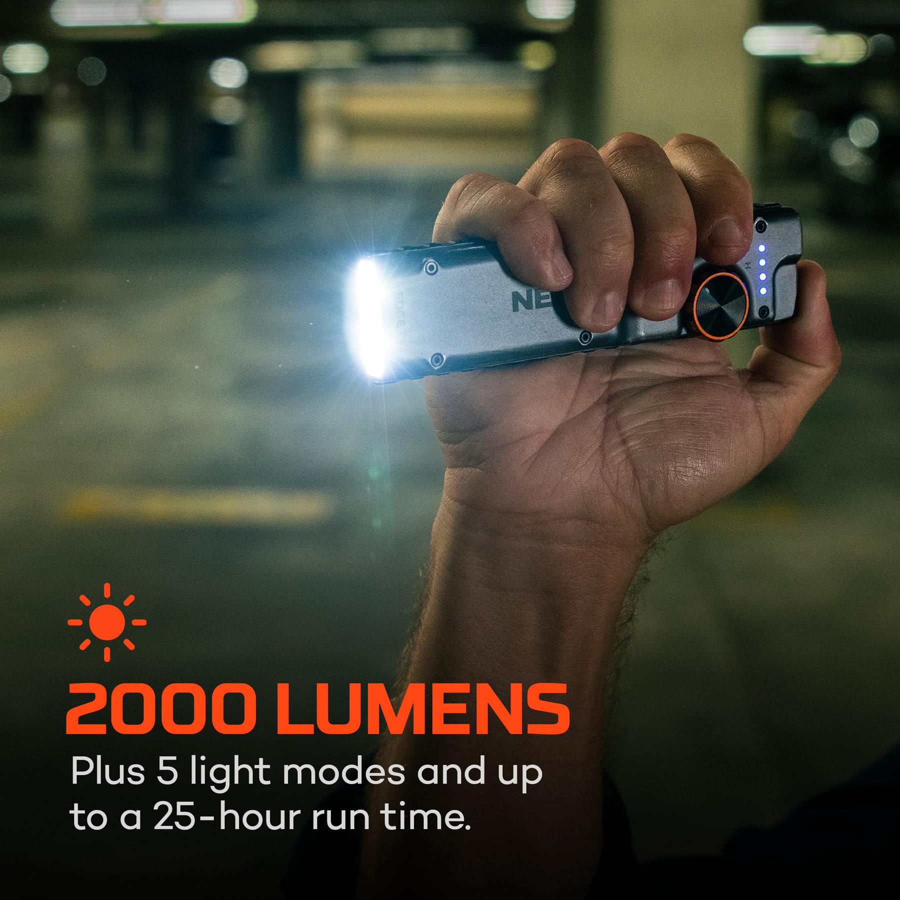 NEBO Edge 2K Pocket Light - 2.000 Lumen Kompakte Taktische Taschenlampe, Dynamisches Wählrad, USB-C Wiederaufladbare Taschenlampe