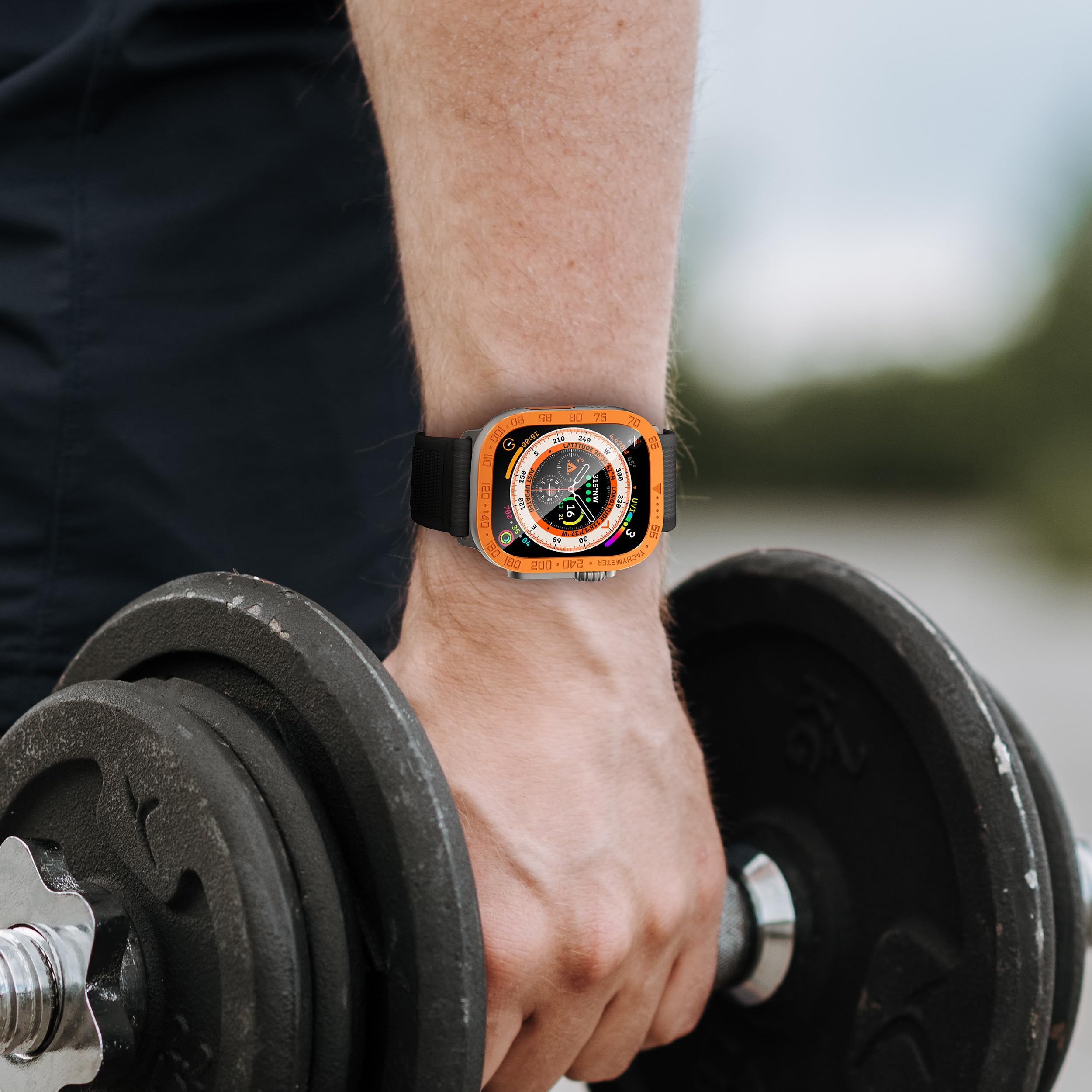 SWUU 2 Pack Panzerglas Schutzfolie mit Rahmen aus Titanlegierung, kompatibel mit Apple Watch Ultra 3 / Ultra 2 / Ultra Displayschutzfolie 49 mm, wasserdichte HD-Folie für iWatch Ultra S3, Orange