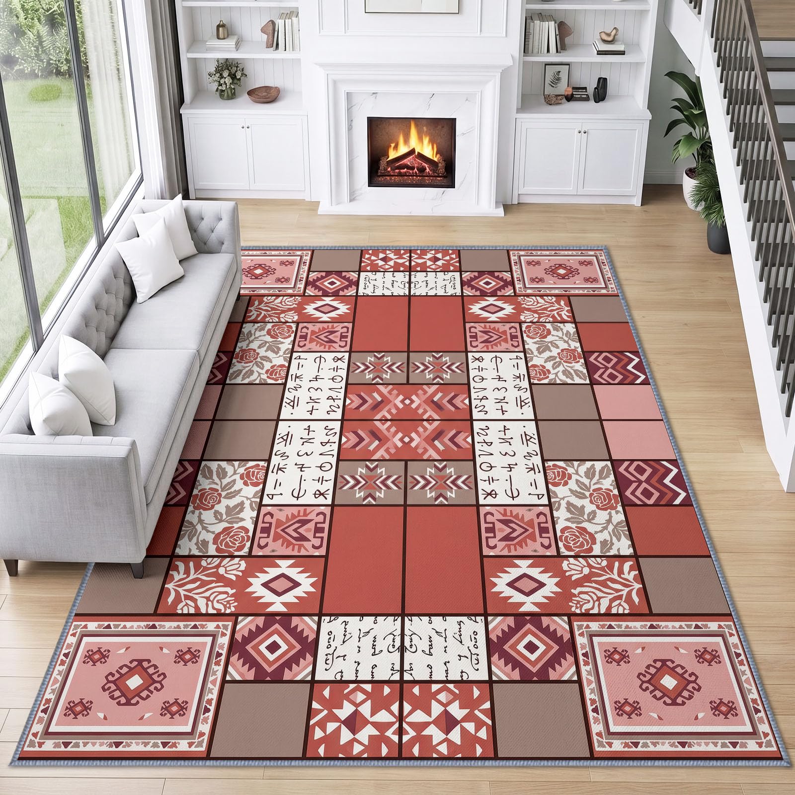 Générique Tapis Lavable Rose Patchwork,120x170 cm