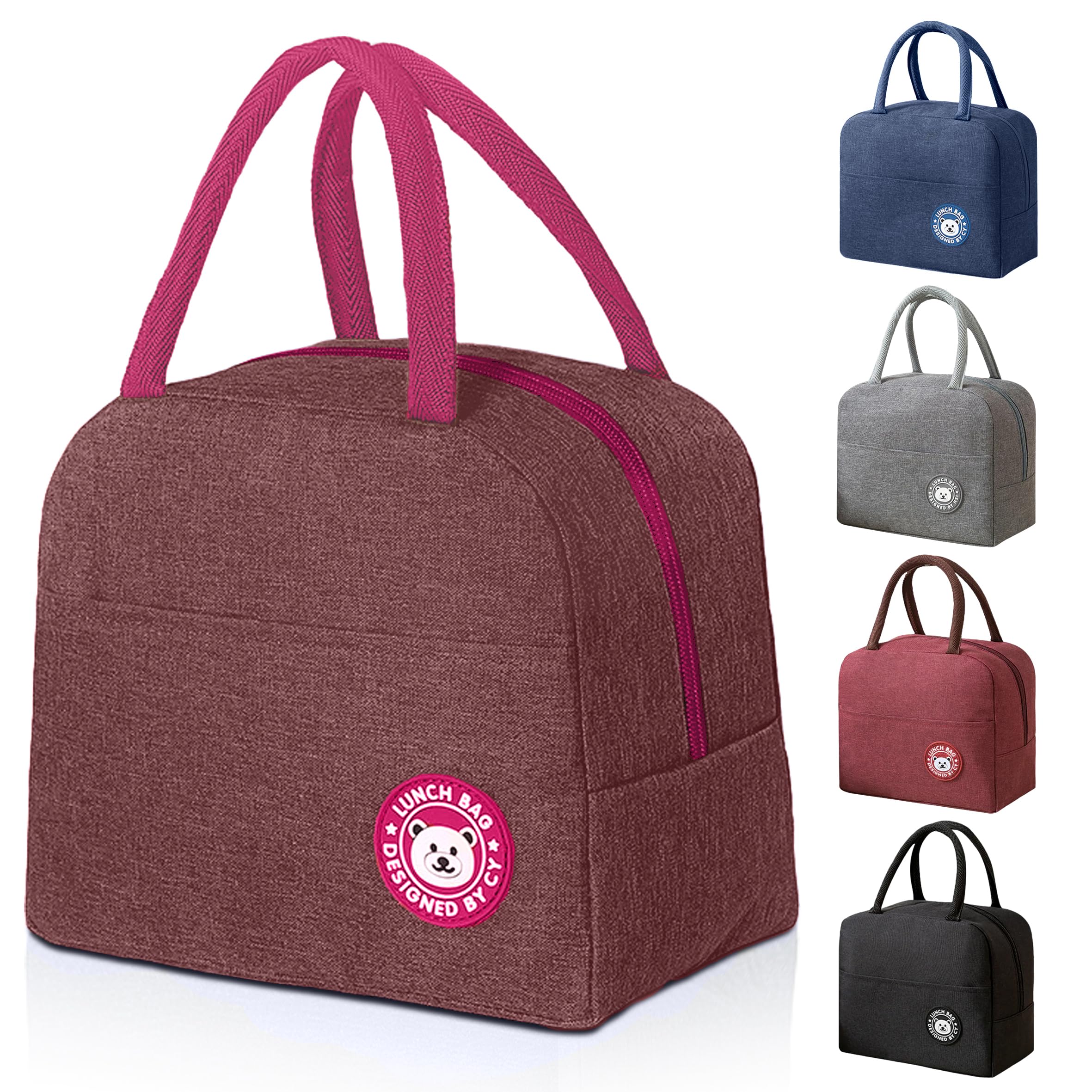 Genérico Bolsa Termica Porta Alimentos – Fiambrera Para Comida Trabajo – Nevera Portátil Pequeña de Gran Capacidad – Bolsa Isotermica Infantil y Adultos – Lunch Bag – Snack Box (Rosa)