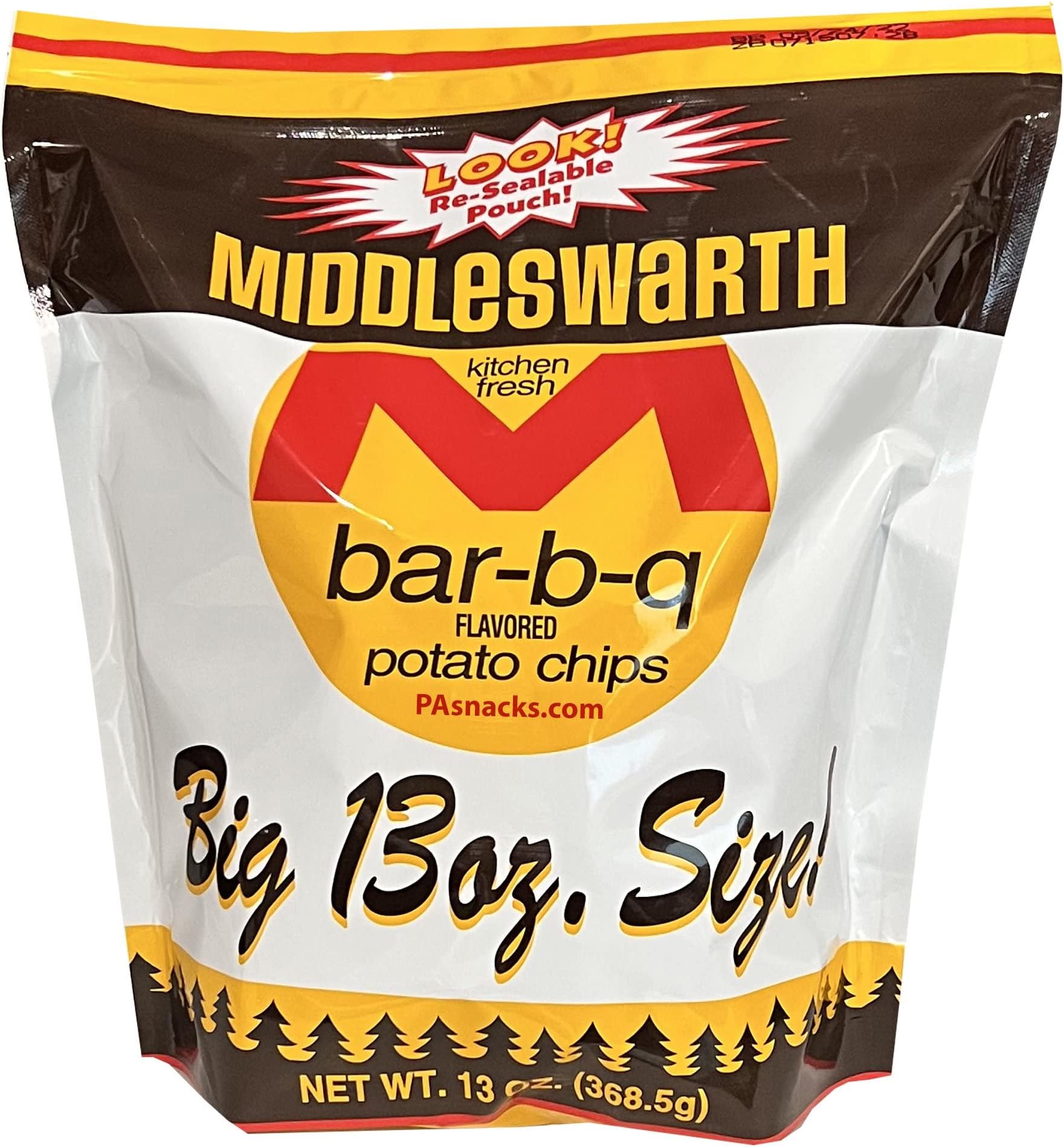 Middleswarth Kitchen Fresh Potato Chips Bar-B-Q Flavored! - Big Bag 12 Oz. (4 Bags)