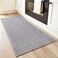 PADOOR Kitchen-Runner Rug, Kitchen-Rugs Non Slip Washable, Absorbent Kitchen Mats for Floor, Boho Kitchen Mat Soft Braided Sink Rug Runners for Kitchen Floor (Grey, 20"x47")