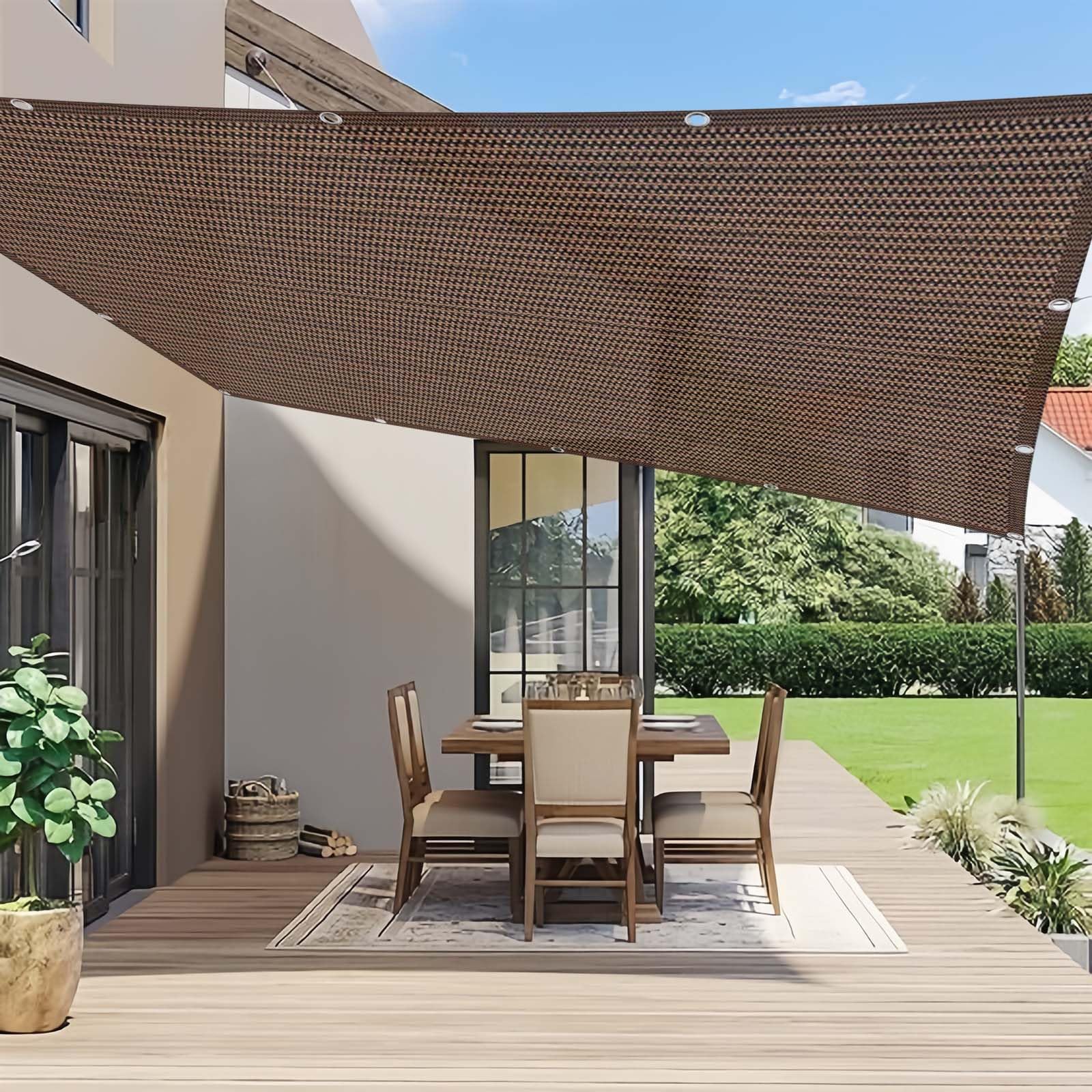 Siatka Cieniująca Z Oczkami 170 x 310 cm Oddychające HDPE – 95% Blokady Uv, 90% Zacienienia Siatka Cieniująca Z Oczkami Z Z Linką I Opaskami Kablowymi Do Ogrodu, brązowy
