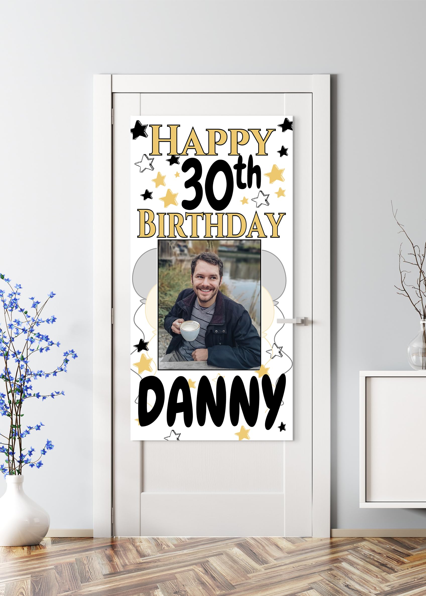 Large 4ft Poster Welcome Sign Banner Happy Birthday Personalised Photo Banners 13th 21st 50th 60th 40th 16th 70th 30th 80th 18th Girls Boys Teen Birthday Decorations for Her him Black Gold Men Women