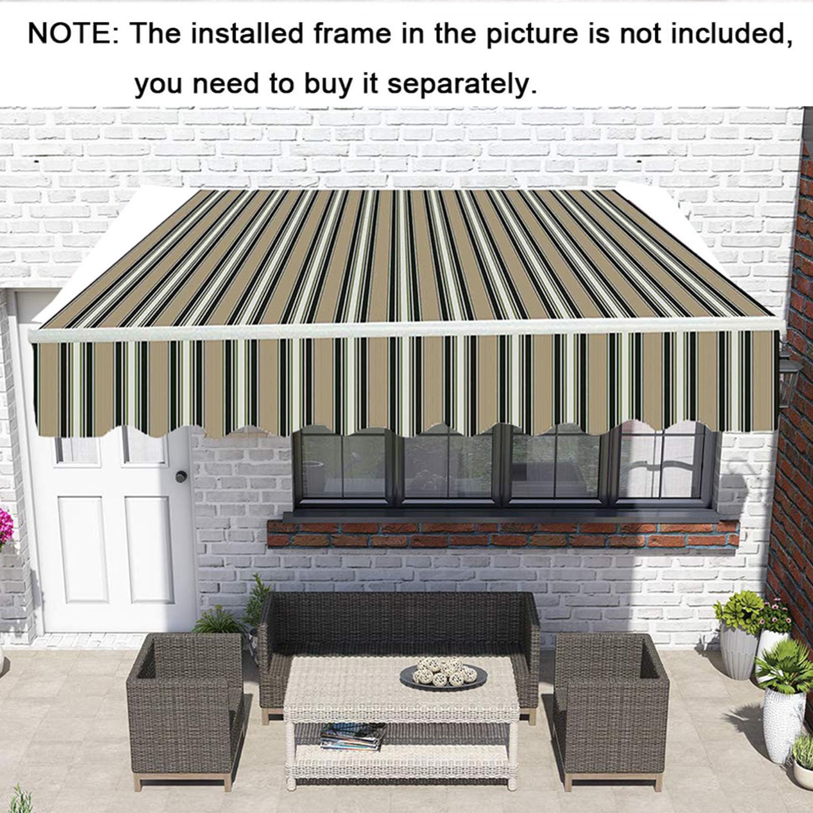 Tenda in tessuto impermeabile resistente ai raggi UV con mantovana, 3 x 2,4 m, copertura per esterni, patio, balcone, porte e aziende, protezione antistrappo