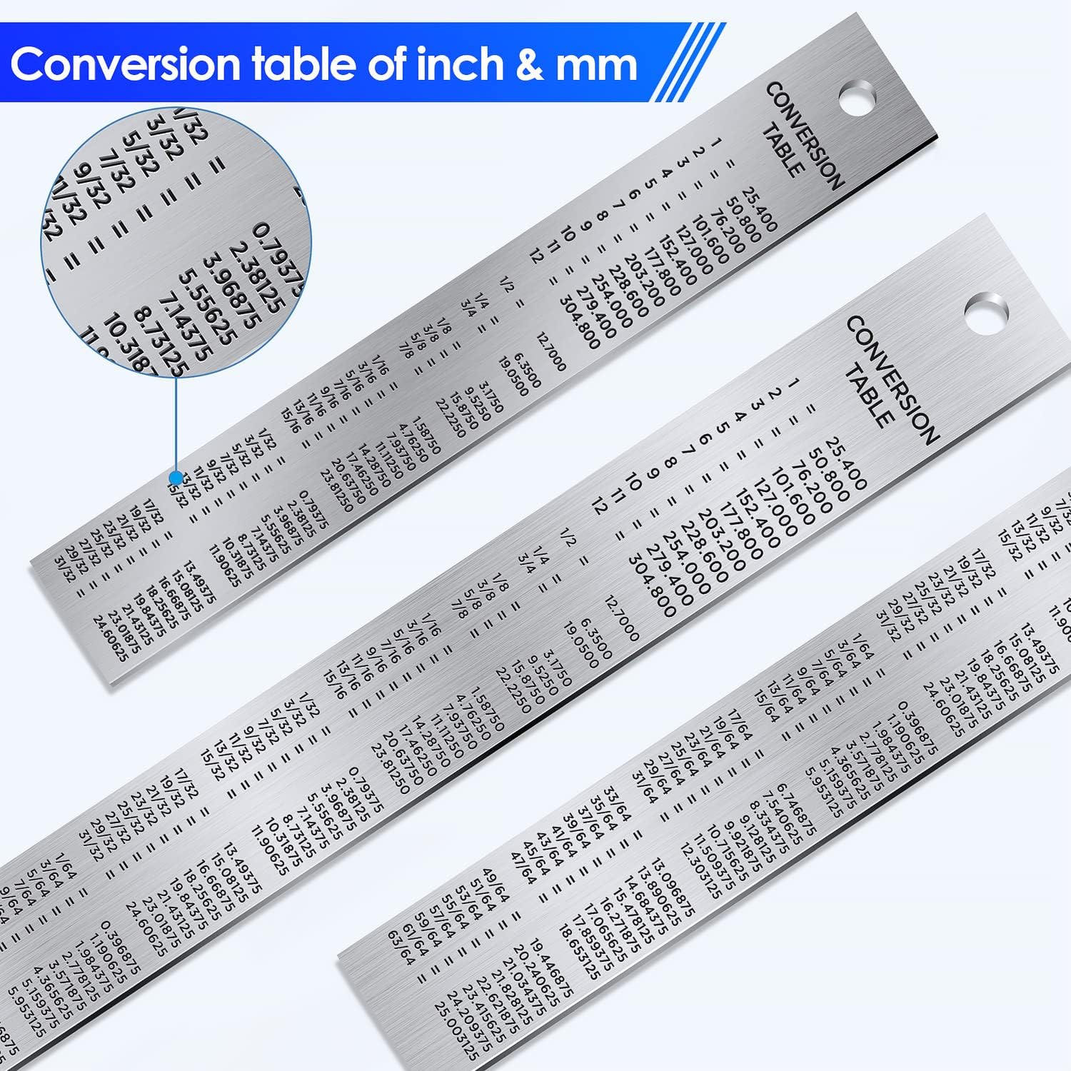 Gimars 3 Pcs Nonslip Unique Measure on Both Ends Design 6 +12 inch Stainless Steel Metal Ruler Kit, Easy to Read Inch&mm&cm Directly, More Polished Edge for School, Office, Architect, Engineers, Craft