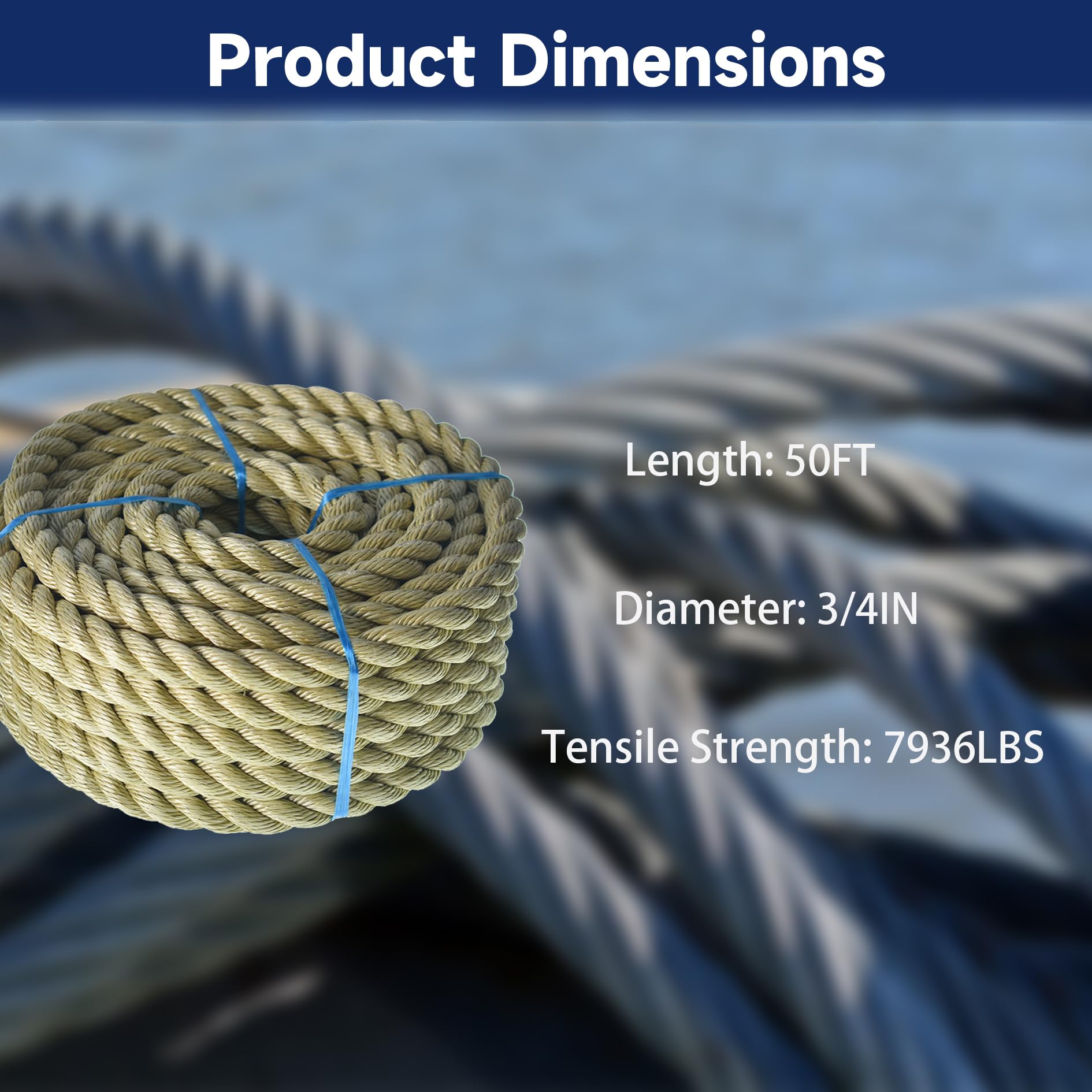 Synthetic Chain Rop Snapklik.com : 3/4 Inch X 50 Feet Twisted ProManila - UnManila Rop, 3 ...