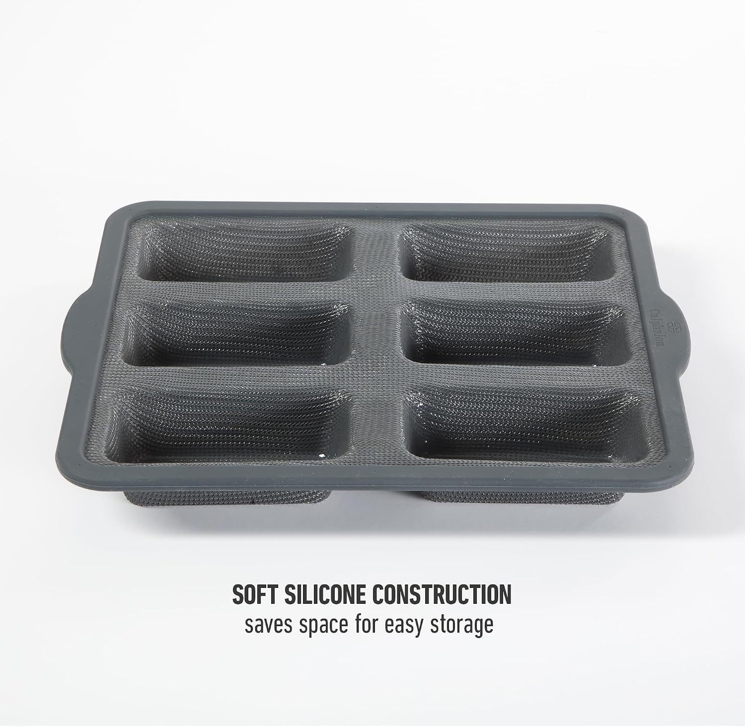 Calphalon Omni 6-Cup Mini Loaf Pan with GlassFlex Technology, Flexible Silicone & Micro-Woven Glass Core for Ultra Airflow & Even Baking, Grey