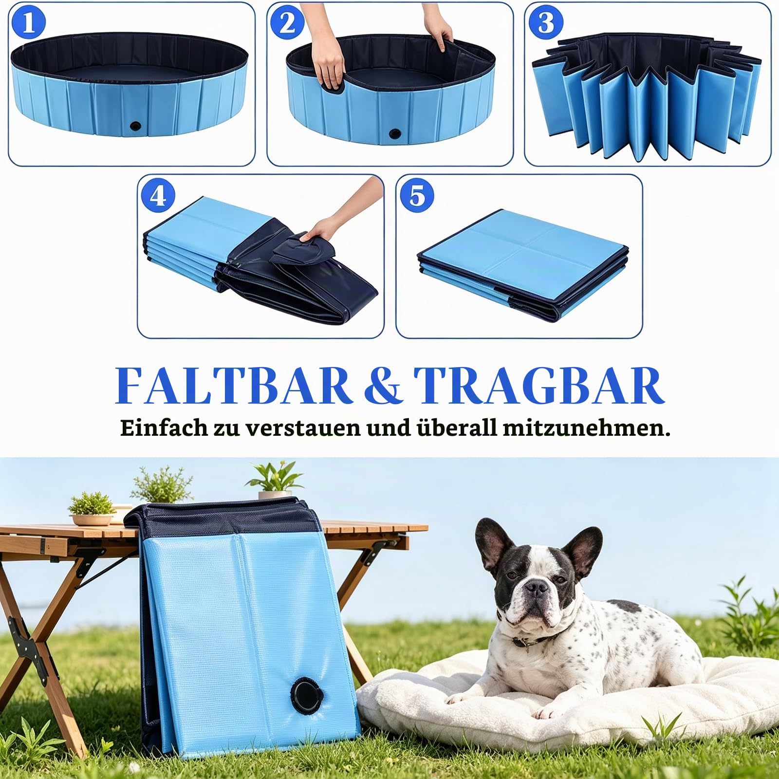 Hundepool Große Hunde PVC,Faltbarer Hundepool 160x30, Hunde Pool