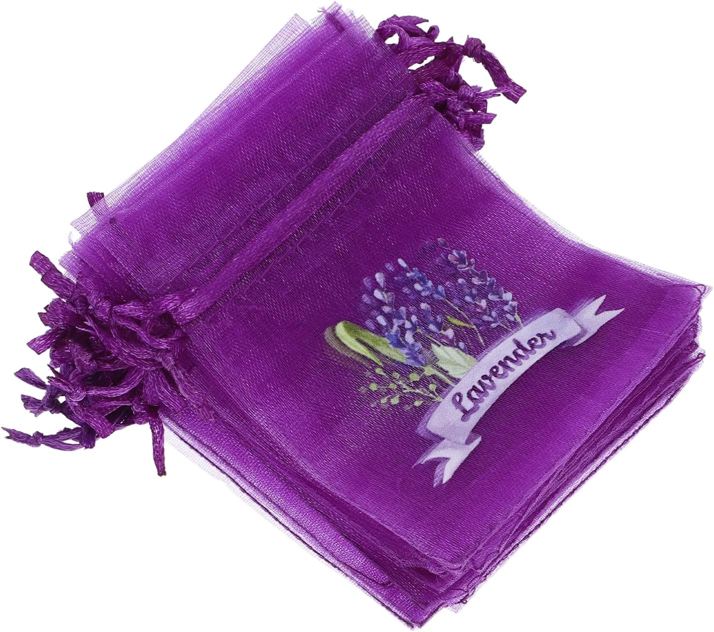 ABOOFAN 20 Pack Empty Lavender Sachets Bags, Small Drawstring Mesh Pouches for 5g Dried Lavender Dispenser, Refillable Fragrance Bags for Closet, Wardrobe - 7x9 cm