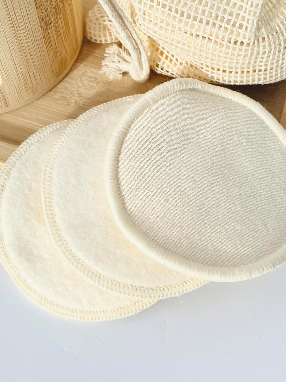 Bamboo Collection Washable Bamboo Cotton Pad Set - 100% Natural Bamboo Cotton - Set of 10 (Includes Laundry Bag)