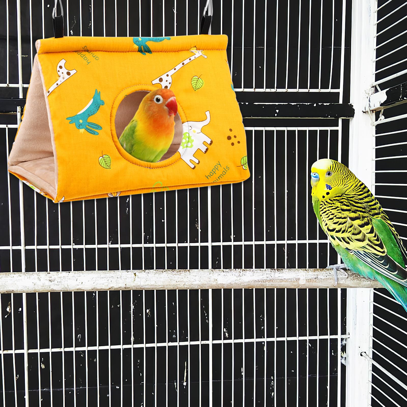 BETOOKY Nidos de Pájaros para Periquitos y Cacatúas, Casa Colgante Cálida de Forro Polar y Algodón, Instalación Colgante para Descanso y Juego de 2 Unidades