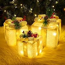 Quntis Set di 3 Luci Scatola Regalo Decorazione di Natale, 60 LED Pacco Regalo Luminoso Natale, Scatole Illuminazione Natalizia, Pacchi Regalo Luminosi Natale Albero di Natale per Home Showcase