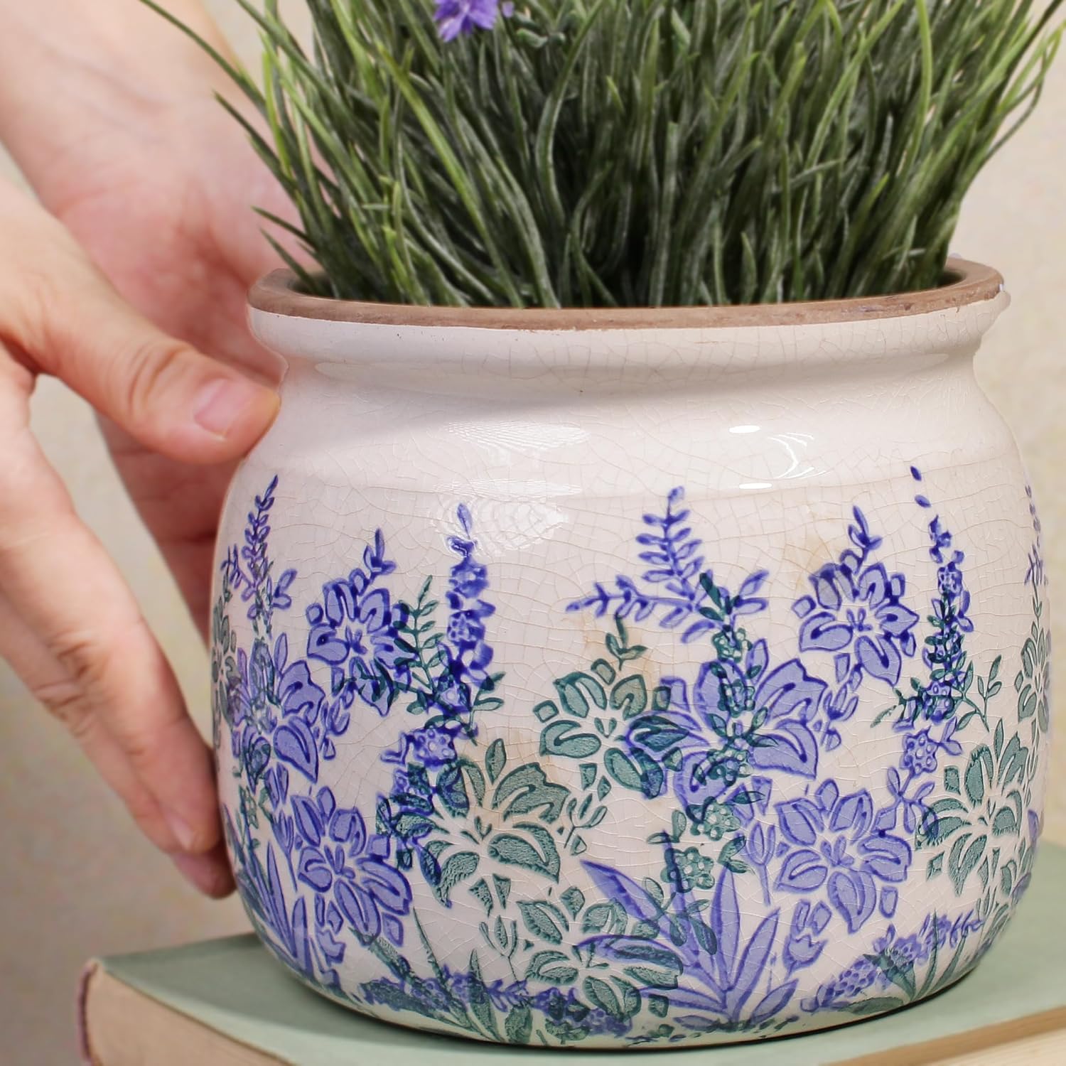 Xiaan Jiaju Pots for Plants, Ceramic Planters for Indoor/Outdoor Plants, 6.29'' Plant Pots Indoor with Drainage, Vase & Planters, Vintage Rustic Pots for Indoor Plant, House & Home Decor, Vintage Blue