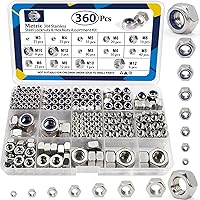 Vista 10 de ZQZ Tuercas hexagonales de 1/2"-13, paquete de 25 tuercas de ferretería de acero inoxidable 304 (A2-70), tuercas de rosca gruesa de pulgada estándar