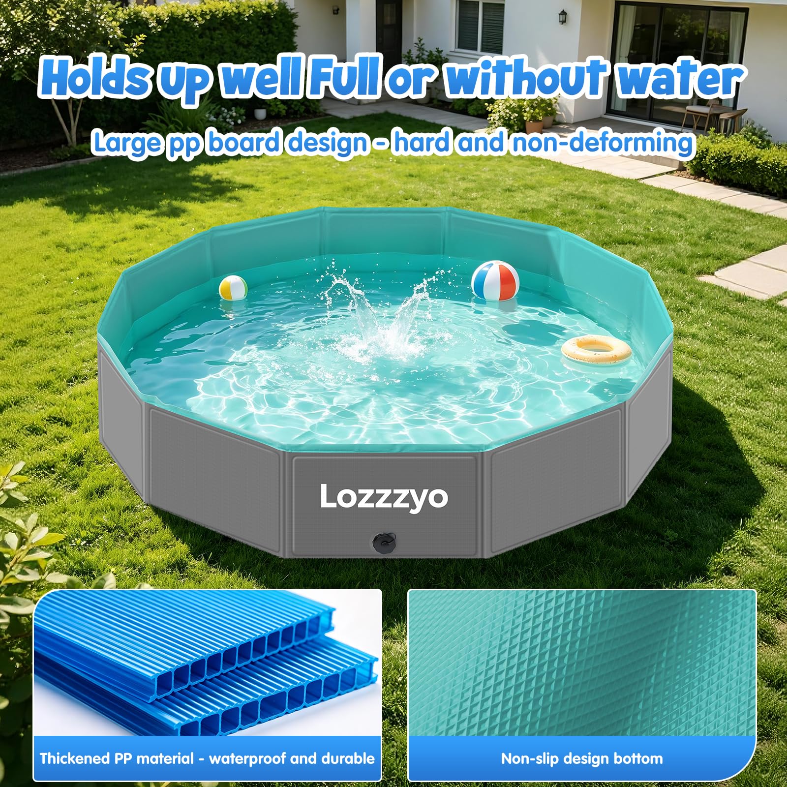 Piscina per Cani e Bambini, Piscina da Giardino Estiva Robusta Antiscivolo, Vasca da Bagno Portatile per Animali Domestici, Piscina Bambini per Giardino Spiaggia Camping (160 * 30CM)