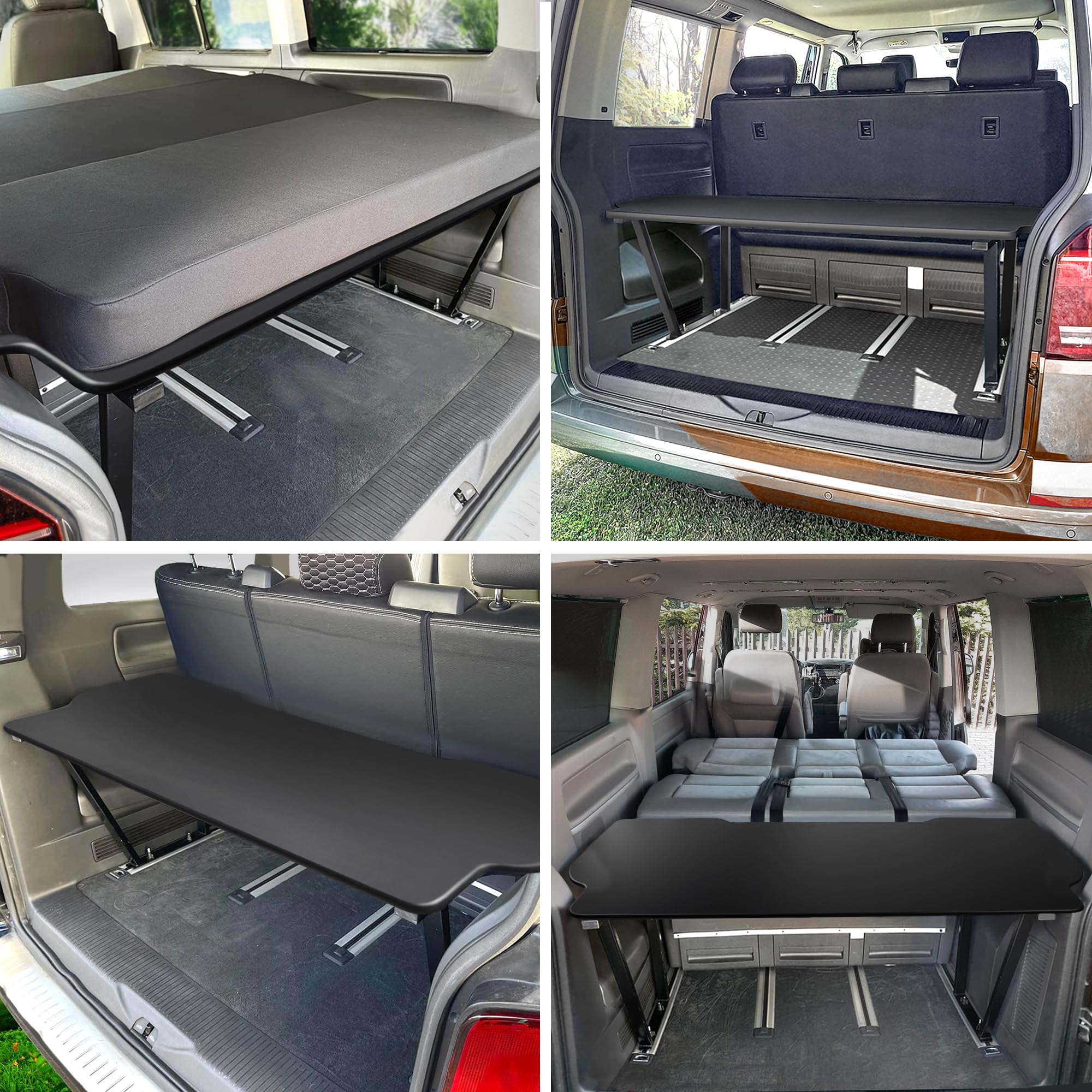 CHROMEMASTER - Compatible con VW T5 2003-2015 Multivan - Cama Plegable para Coche, Extensión de la Cama Multiflexboard para Caravana, Cama de Camping, Estantería, Mesa - Accesorio para la Caravana
