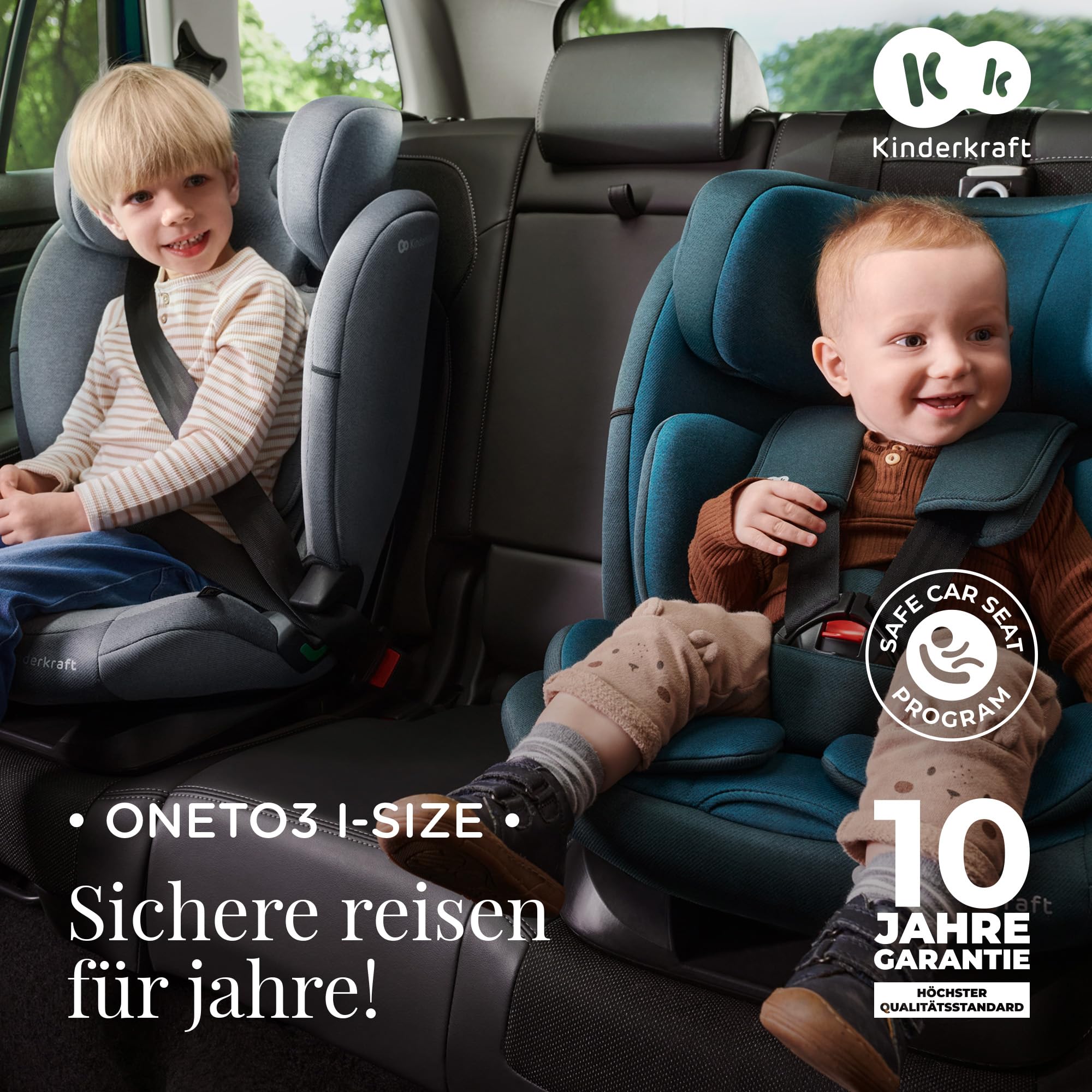 Kinderkraft ONETO3 I-SIZE 76-150 cm Kindersitz 9-36 kg, Kinderautositze mit isofix, Einstellung der Kopfstütze, spezielle Sicherheitssysteme, 5 punkt gurte, Einsatz im set, Schwarz