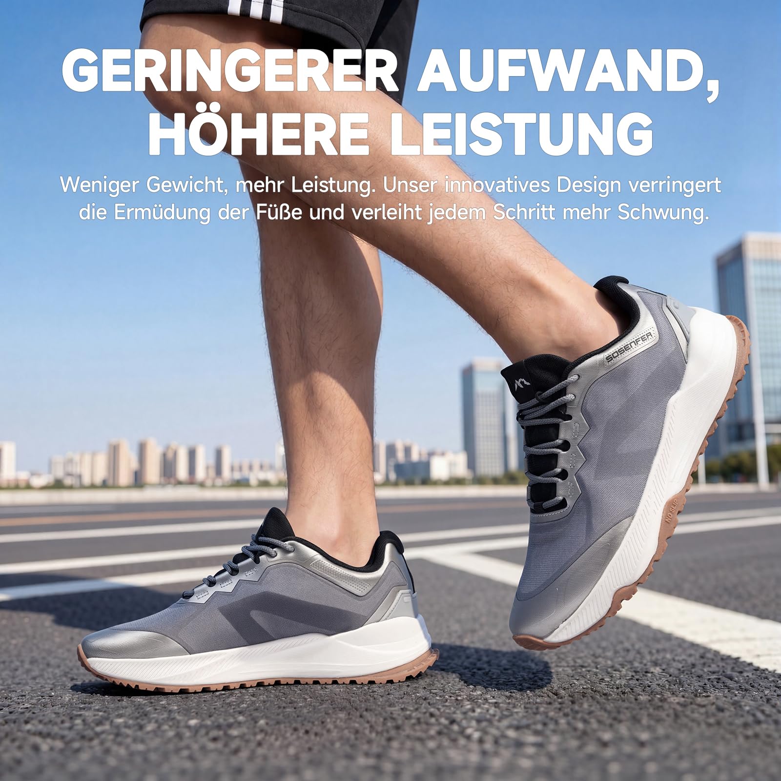 Sosenfer Laufschuhe Herren Sportschuhe Extra Breit Traillaufschuhe mit Dämpfung Leicht Atmungsaktive Straßenlaufschuhe Bequeme Turnschuhe für Gelände, Outdoor & Fitness Sport-92HUISE-44