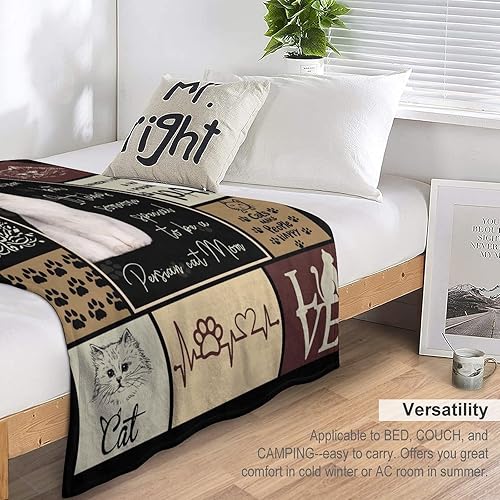 Miniatura 5 de Manta con estampado de gato persa, manta de animales lindos para sofá, cama, decoración de cosas, suave y acogedora manta de franela de felpa para
