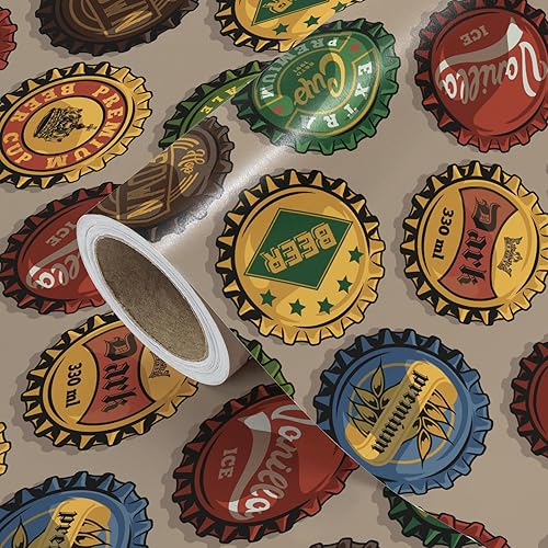 Vista 448 de WRAPAHOLIC Papel de regalo reversible, mini rollo, 17 pulgadas x 33 pies, adorable diseño de gato y azul sólido para cumpleaños, vacaciones