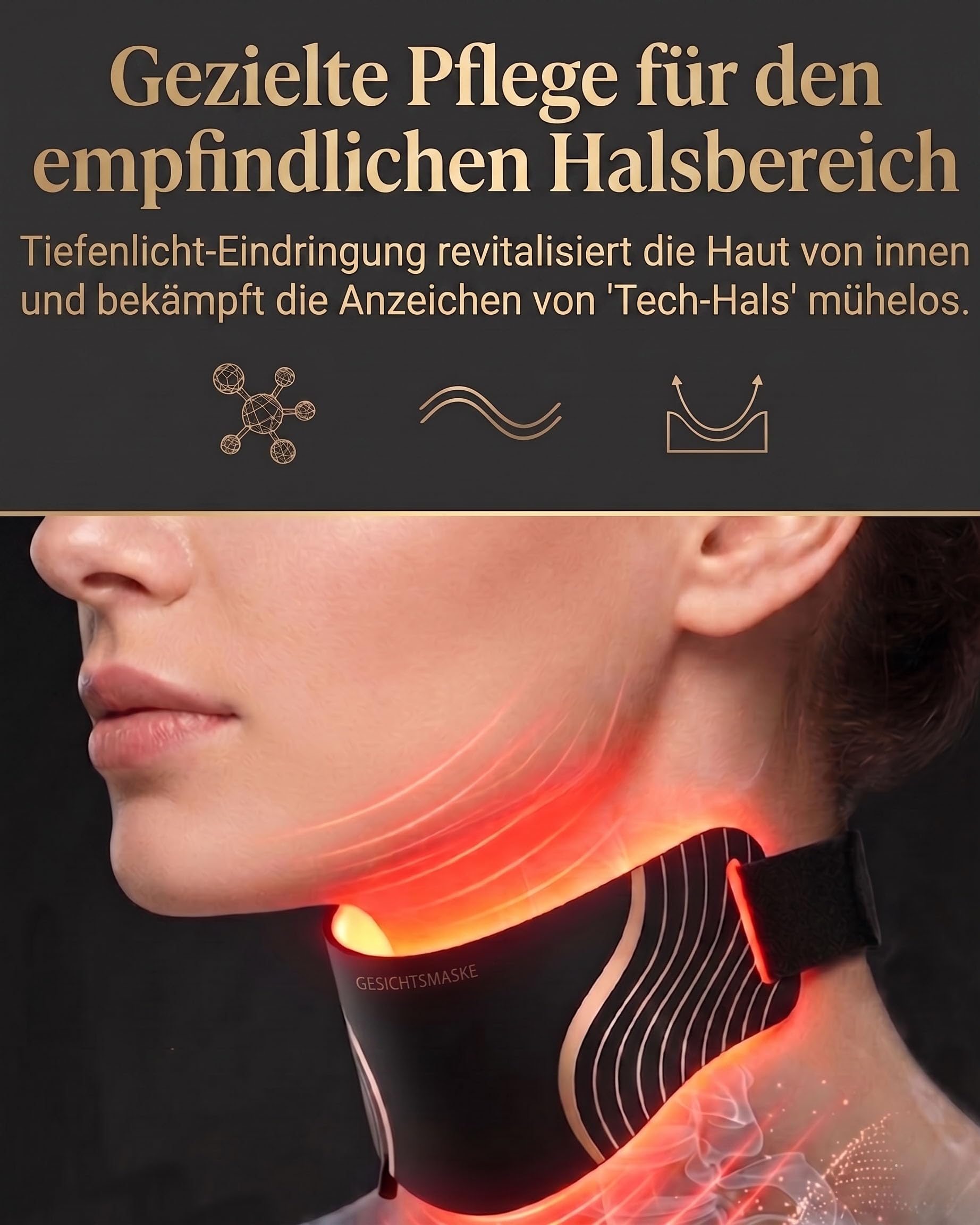 Aokitec Máscara de terapia de luz roja para cara y cuello, 103 LED mejorados, dispositivo de cuidado de la piel de silicona para levantamiento facial y reafirmación del cuello, longitudes de onda de