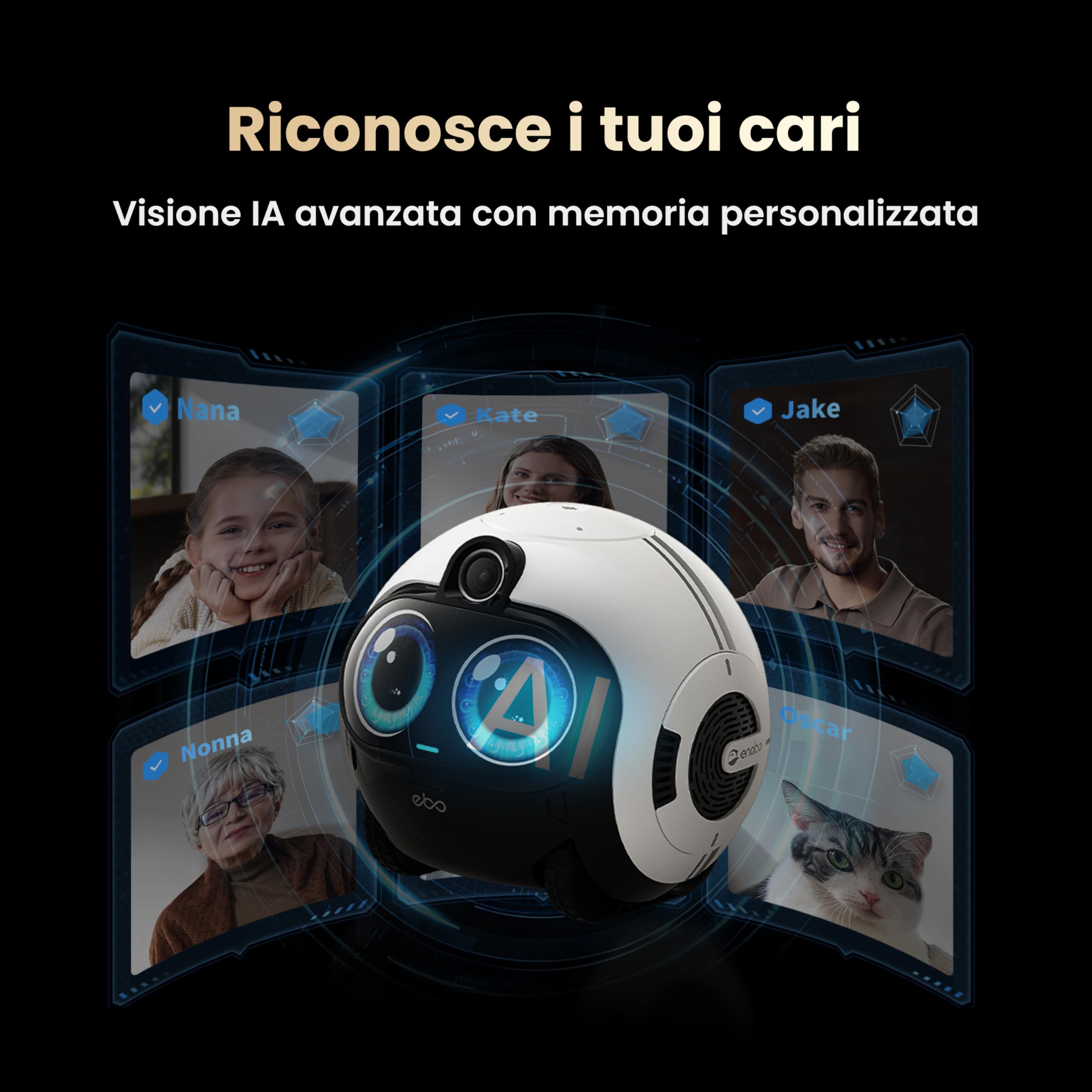 Enabot EBO Max FamilyBot – Robot Telecamera AI Multimodale con Interazione Personalizzata, Videochiamata e Memoria Adattiva – per Famiglia e Animali