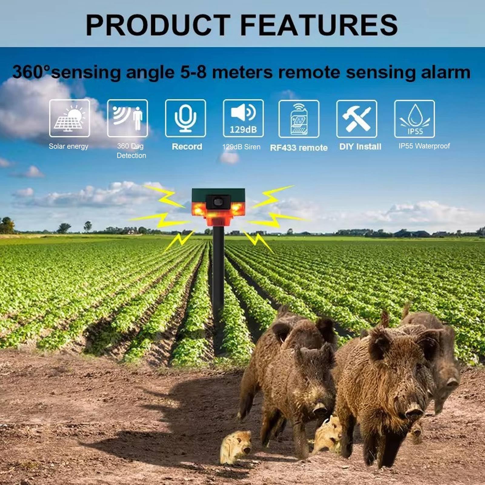 Allarme Esterno Solare Con Sensore Movimento - 129dB, 13 Suoni, Registrazione, Telecomando (2 Pack) - Foto 7