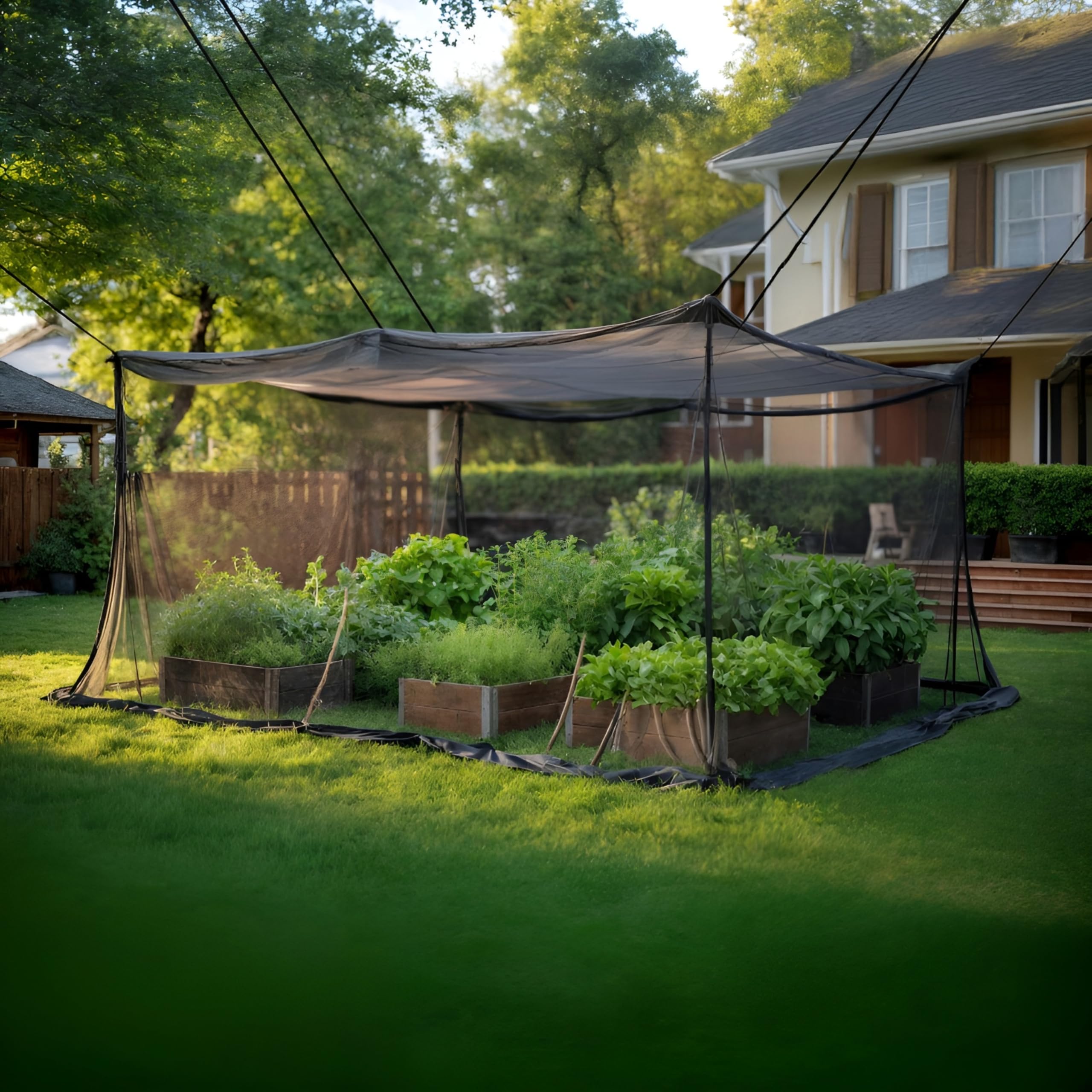 Mosquitera XXL 300 x 500 x 250 cm malla 220 negro 5 m para tienda caravana