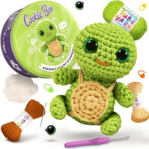Cookie Box Kit de ganchillo para principiantes - Aprende a tejer animales de peluche Amigurumi - Regalo - para niños y adultos - Hilo apto para