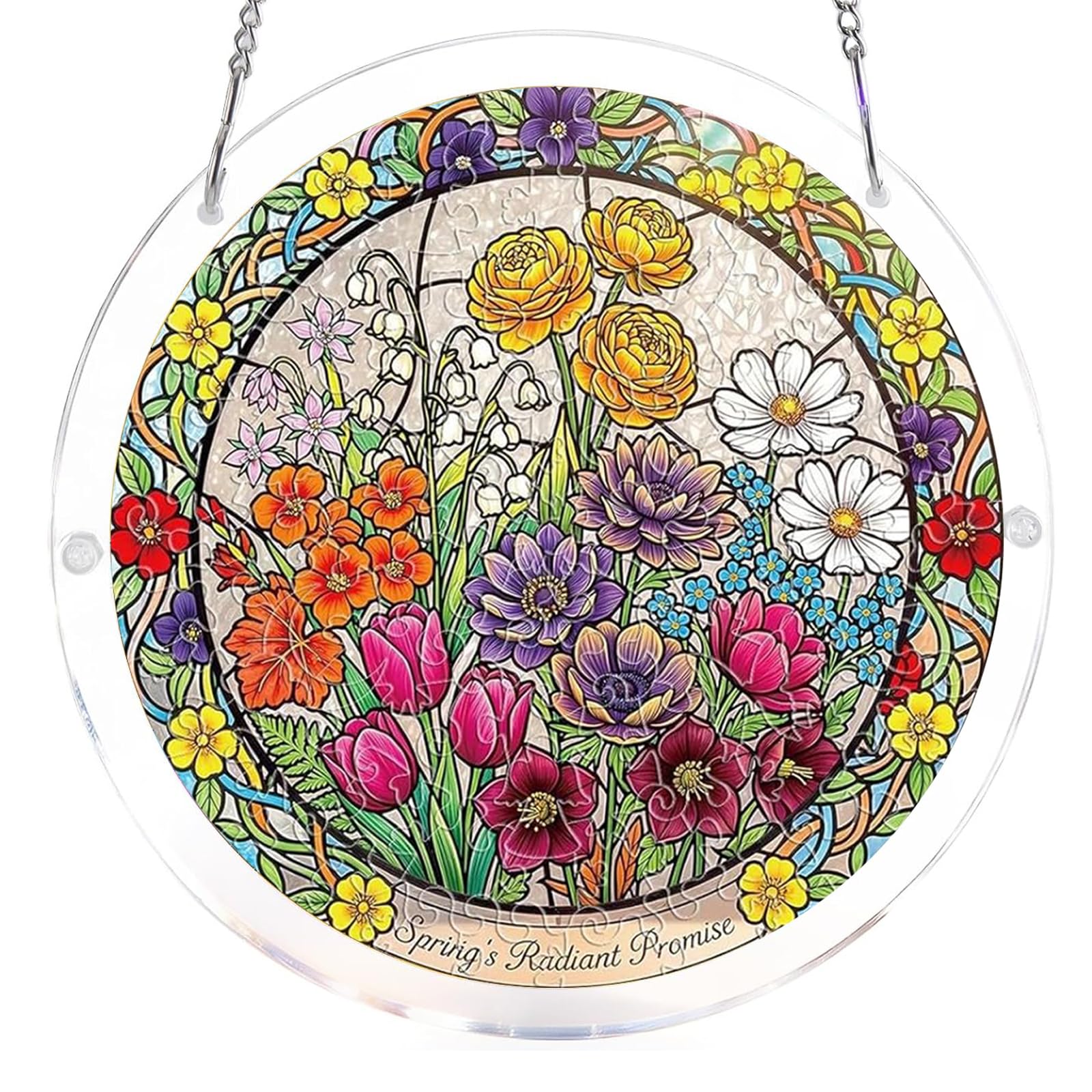 Acrylic Puzzles Suncatcher Window Hanging, Acrylic Jigsaw Puzzle Sun Catchers Moonlit Riverscape Decor Crafts for Living Room Bedroom Summer Balcony Decor