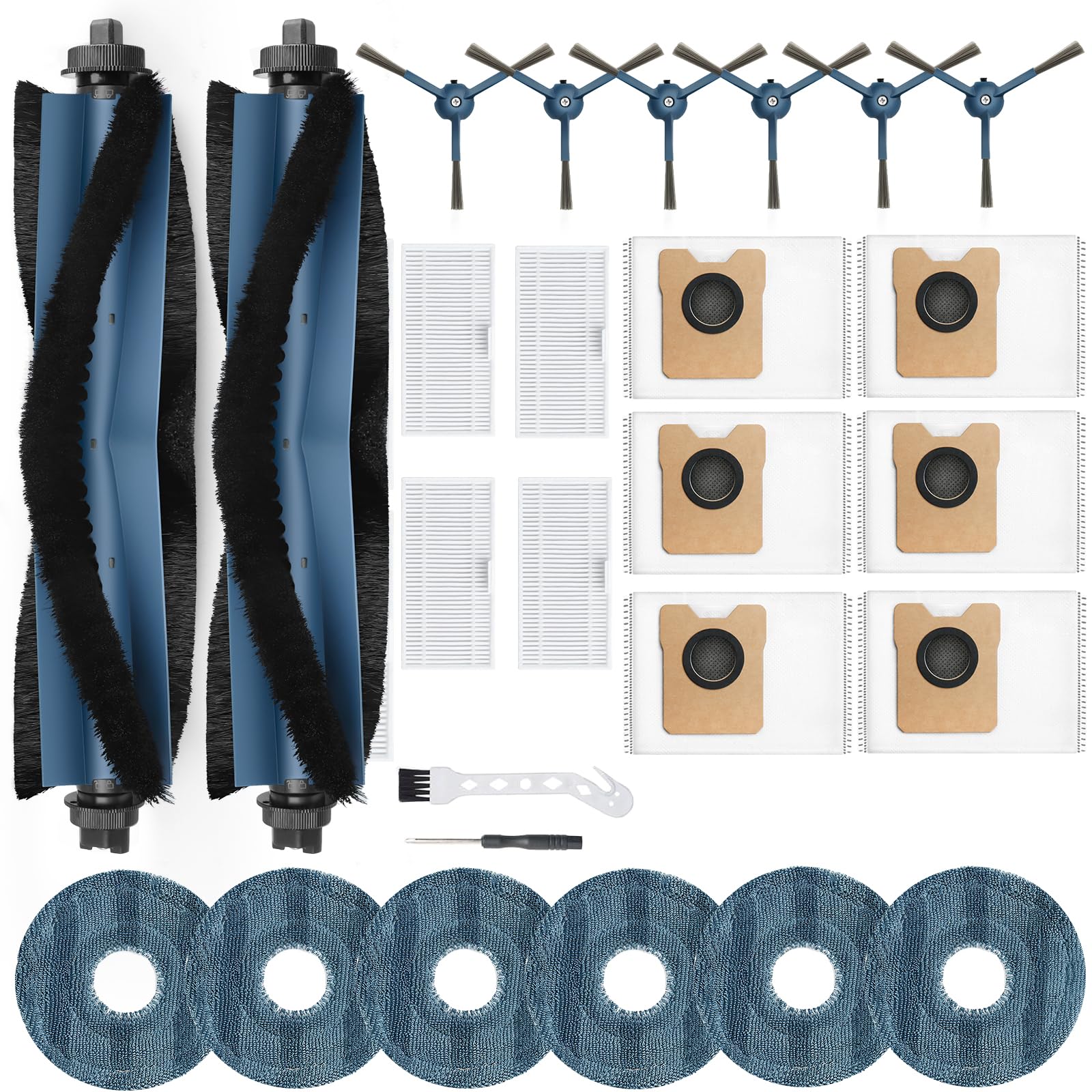 Kit pour Eufy RoboVac C20 Omni 23 pièces avec brosses rouleaux et serpillères