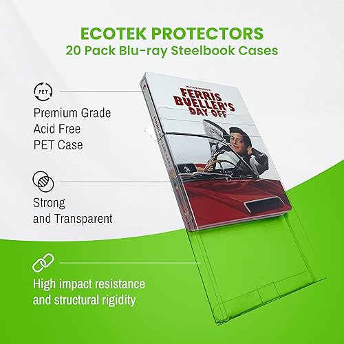 Miniatura 2 de EcoTEK Protectors Paquete de 20 protectores Blu Ray Steelbook y vitrina, compatibles con 4K Steelbook, Arrow Video y Criterion (paquete de 20)