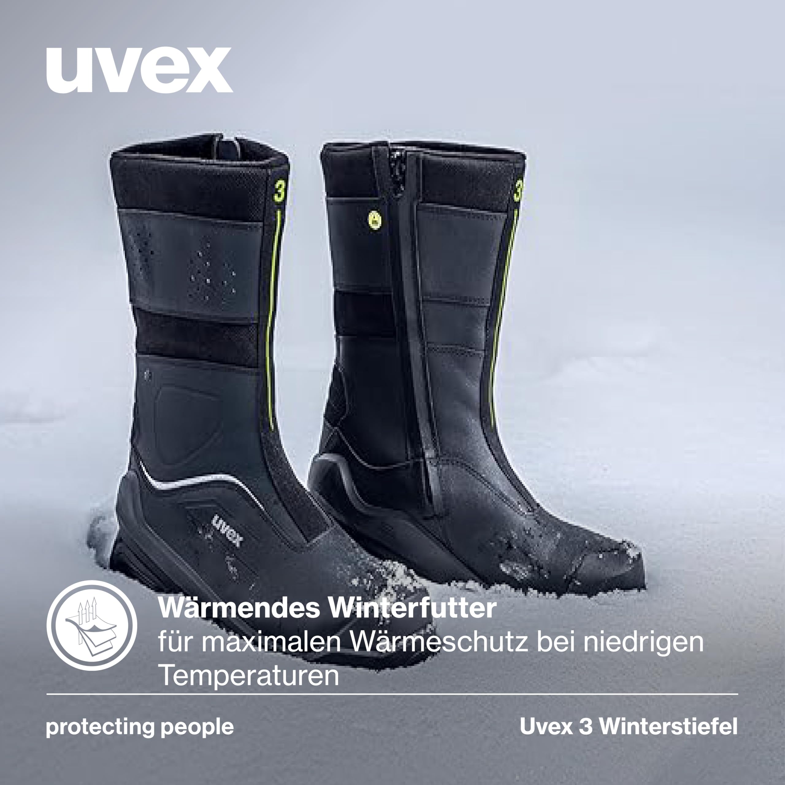 Uvex 3 botas de invierno con cremallera S3L FO CI SC SR – Zapatos de seguridad – Botas de seguridad – Impermeables – Ancho 11