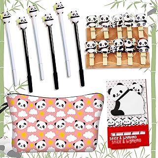 JeVenis Panda Pens Panda Pencil Pouch Case Panda Notepad Panda Stickers Party Supplies Favors Office School Supplies Panda Birthday Gift for Girls