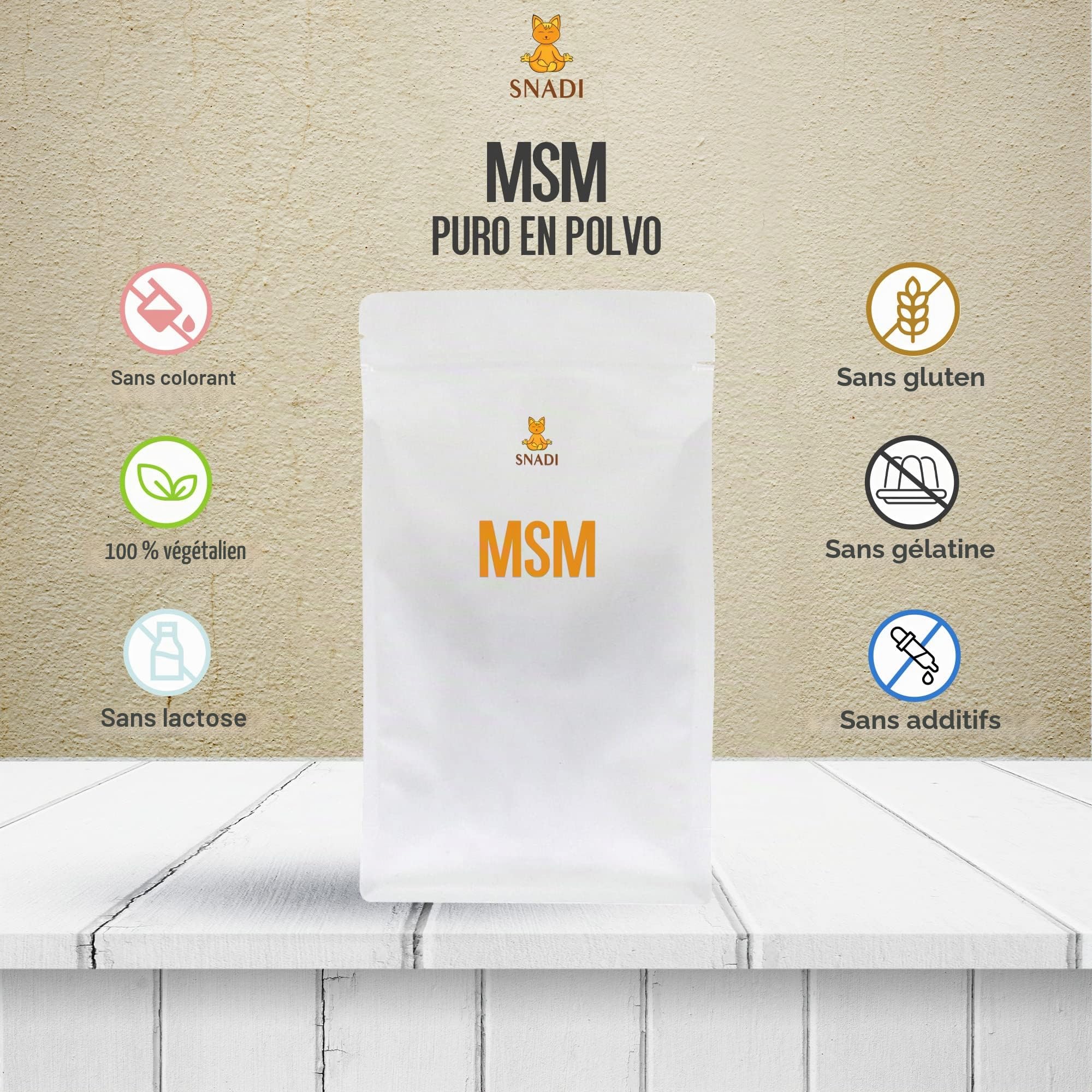 Poudre de MSM Pure 1 KG | Méthylsulfonylméthane à 99,9% de Pureté | Végan et Sans Additifs | Haute Bio-absorption | Pour la Peau, les Ongles et les Cheveux, Sans Couleur, Taille 1 KG