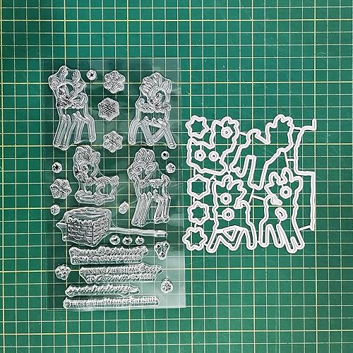 Miniatura 4 de Qoiseys Juego de sellos y troqueles transparentes de ciervo de Navidad para hacer tarjetas, plantillas cortadas para álbumes de recortes, álbum de