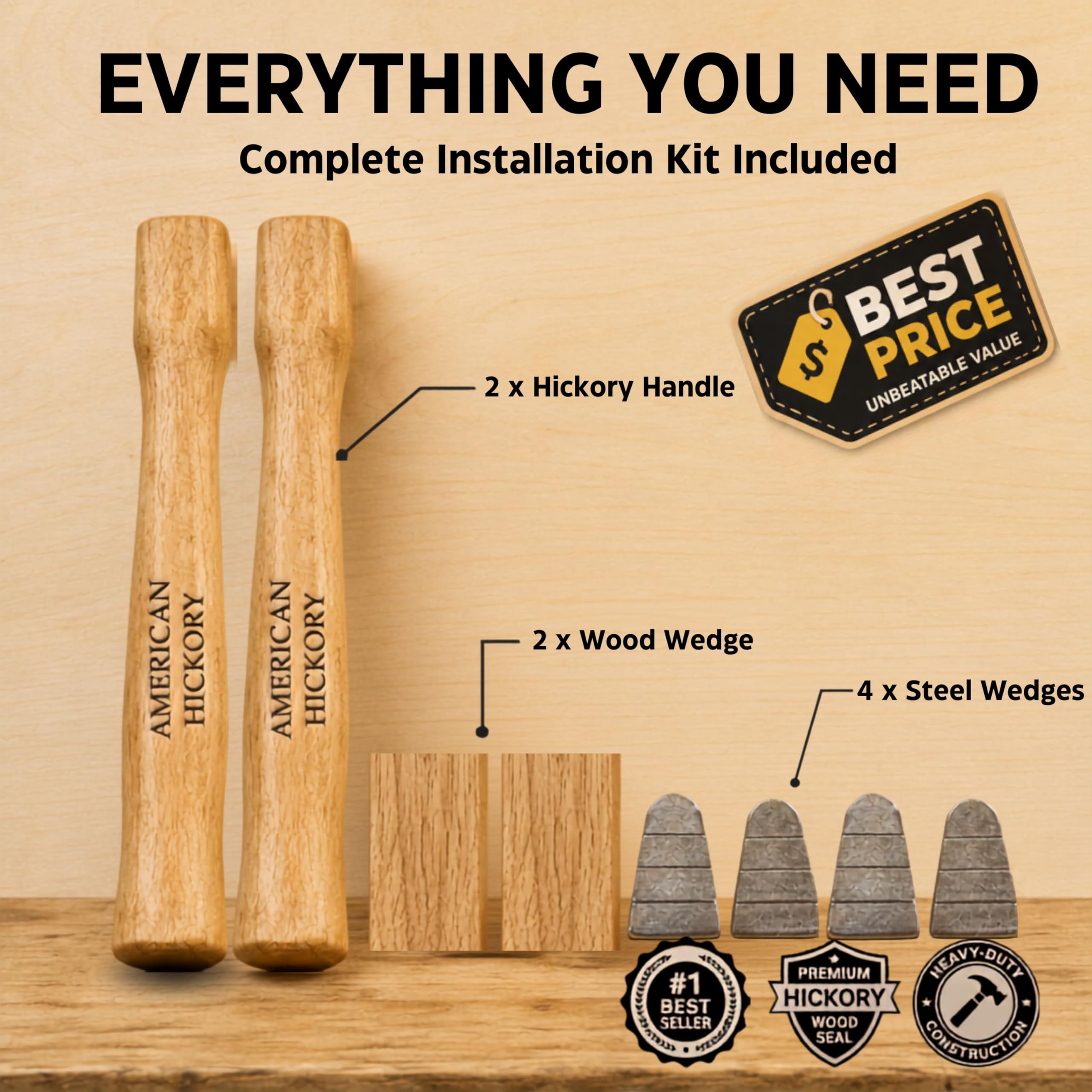 Sledge Hammer Handle Replacement - Durable Wood -3