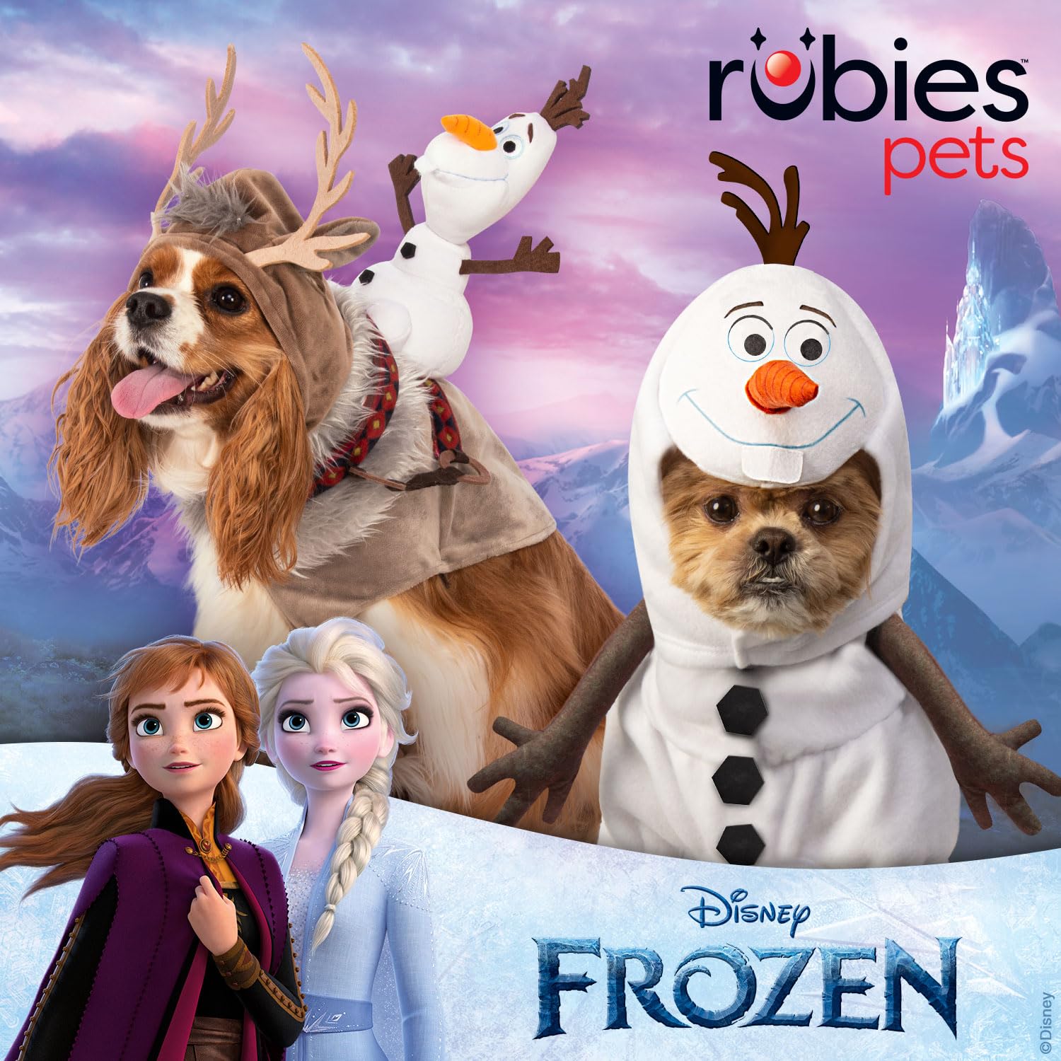 Rubie's Disney Frozen 2 kostium dla zwierząt domowych Sven z zawodnikiem Olaf, bardzo duży