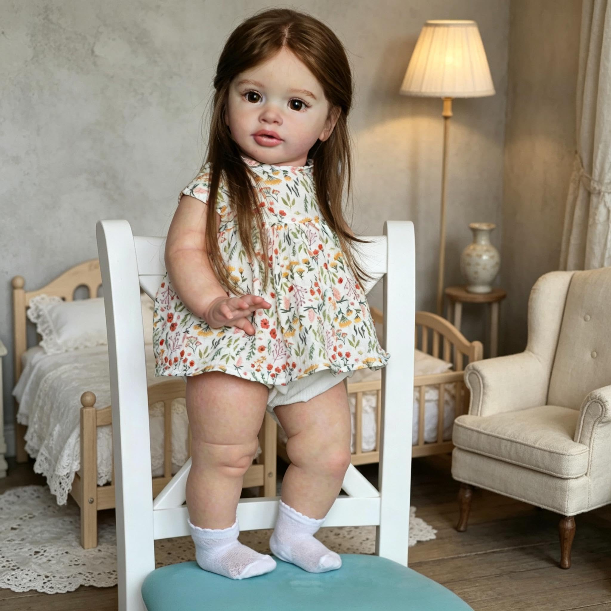 RXDOLL Big Size Reborn Baby Dolls Pippa 66 cm Realistyczne Reborn Maluch Dziewczynka Miękka tkanina Winylowa Body Prawdziwie wyglądająca laleczka Baby Doll Długie włosy Realistyczna lalka dla dzieci w