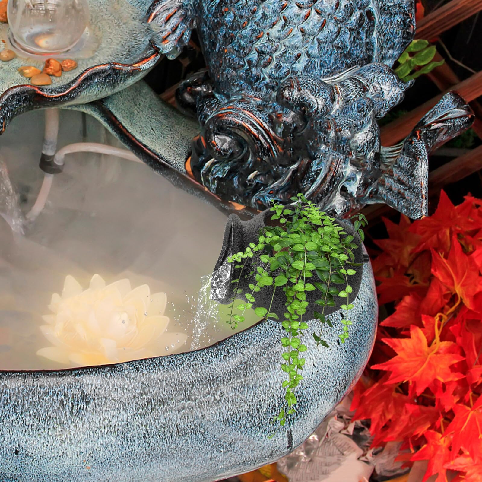 Vaso Multifunzionale e Facile da Installare in Ceramica Decorazione per Laghetto e Cortile per Fontana Cascata per Acquario e Giardino