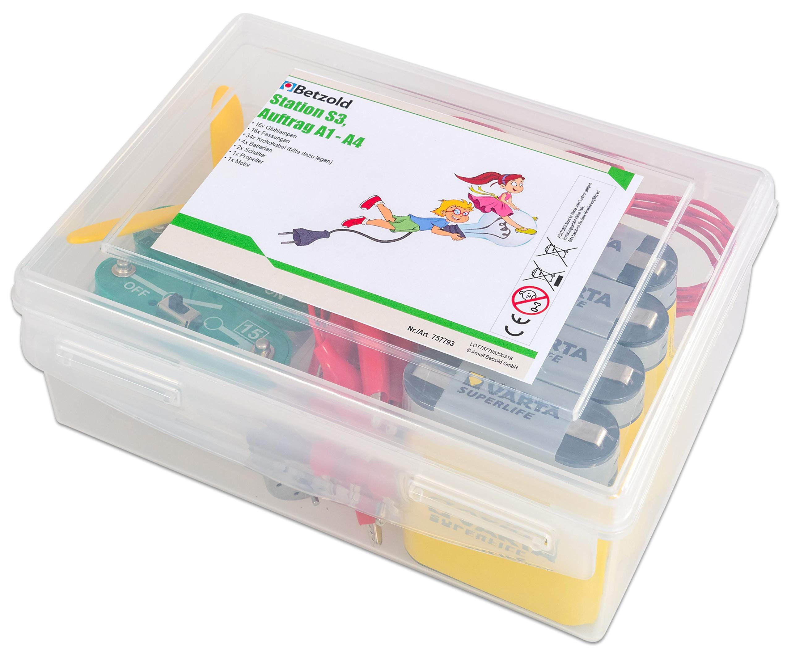 Betzold 757790 - Caja de estaciones Electricidad y circuitos Experimentos con electricidad, física