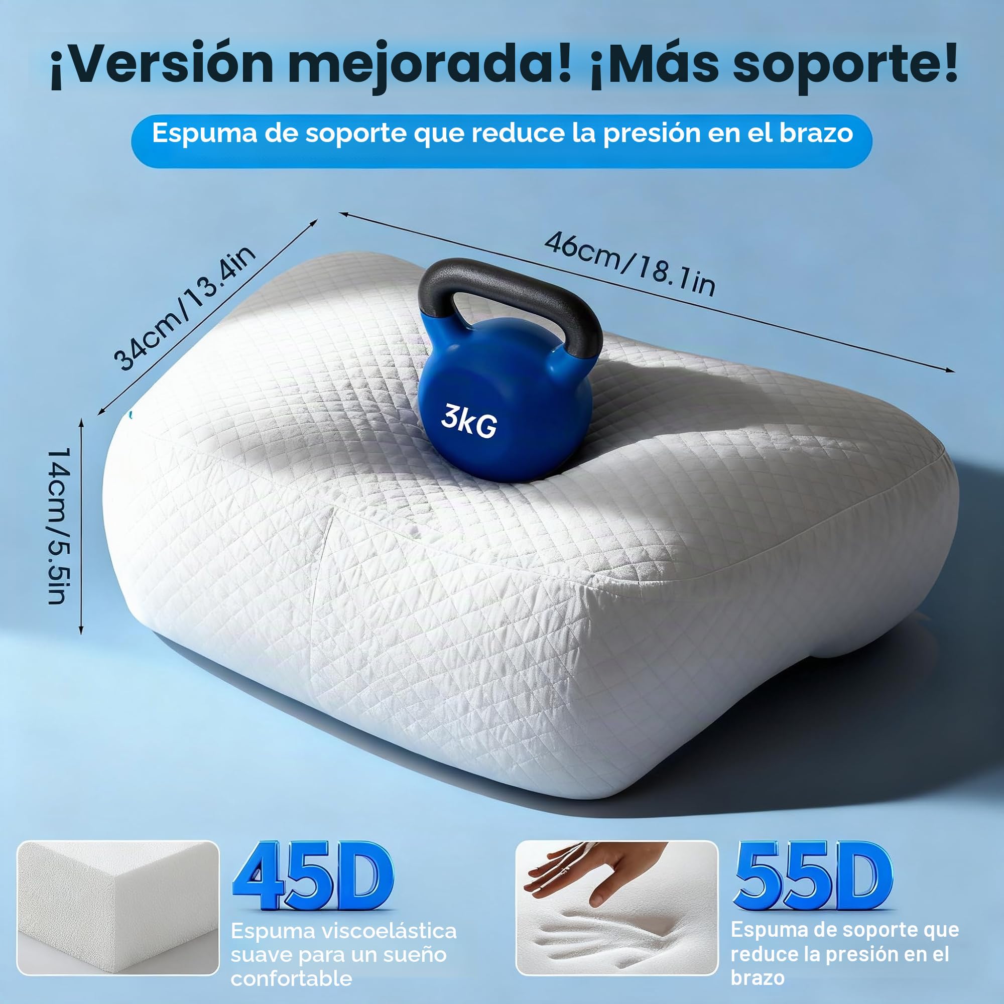 Almohada para dormir de lado con agujero para el brazo, almohada cervical ergonómica, almohada de soporte cervical ortopédica, alivio de presión para hombros y brazos, almohada cervical para personas