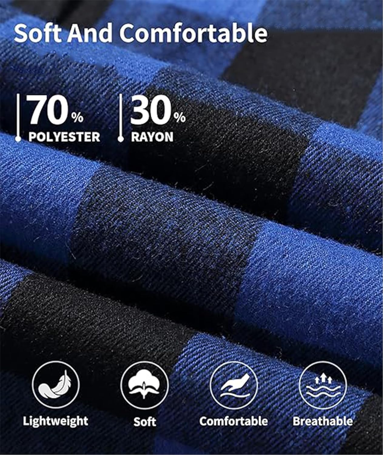 Mens Plaid Button-up Hoodies Loose Fit Long Sleeve Cotton Casual Tops Lightweight Hooded Flannel Shirt with Pockets - Image 6