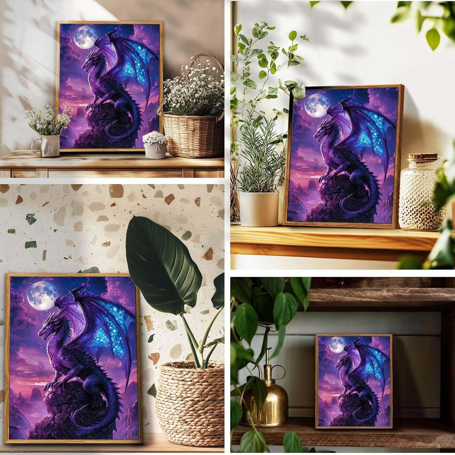 Dipingere Con i Numeri Adulti le ali del drago, Dipingere con i Numeri Senza Telaio, Kit Pittura Adulti, DIY Paint by Numbers Decorazione Della, Passatempo Casa Regalo crea art (80x100 cm) Q-749