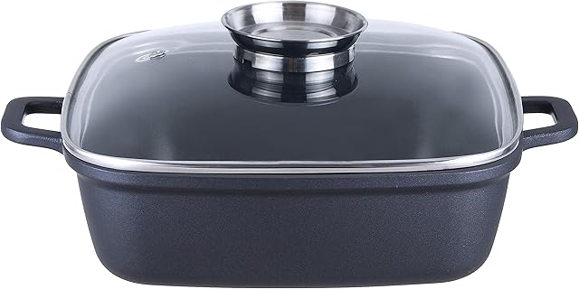 KOPF Santorin puszka do pieczenia z pokrywką ze szkła aromatycznego, odlew aluminium, 35 x 28 x 12 cm, 3,8 l