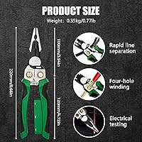 Vista 5 de Alicates pelacables 8 en 1, alicates de electricista 8 en 1 2025 con probador de voltaje, pelacables para cortar y extraer cables, tijeras de cable