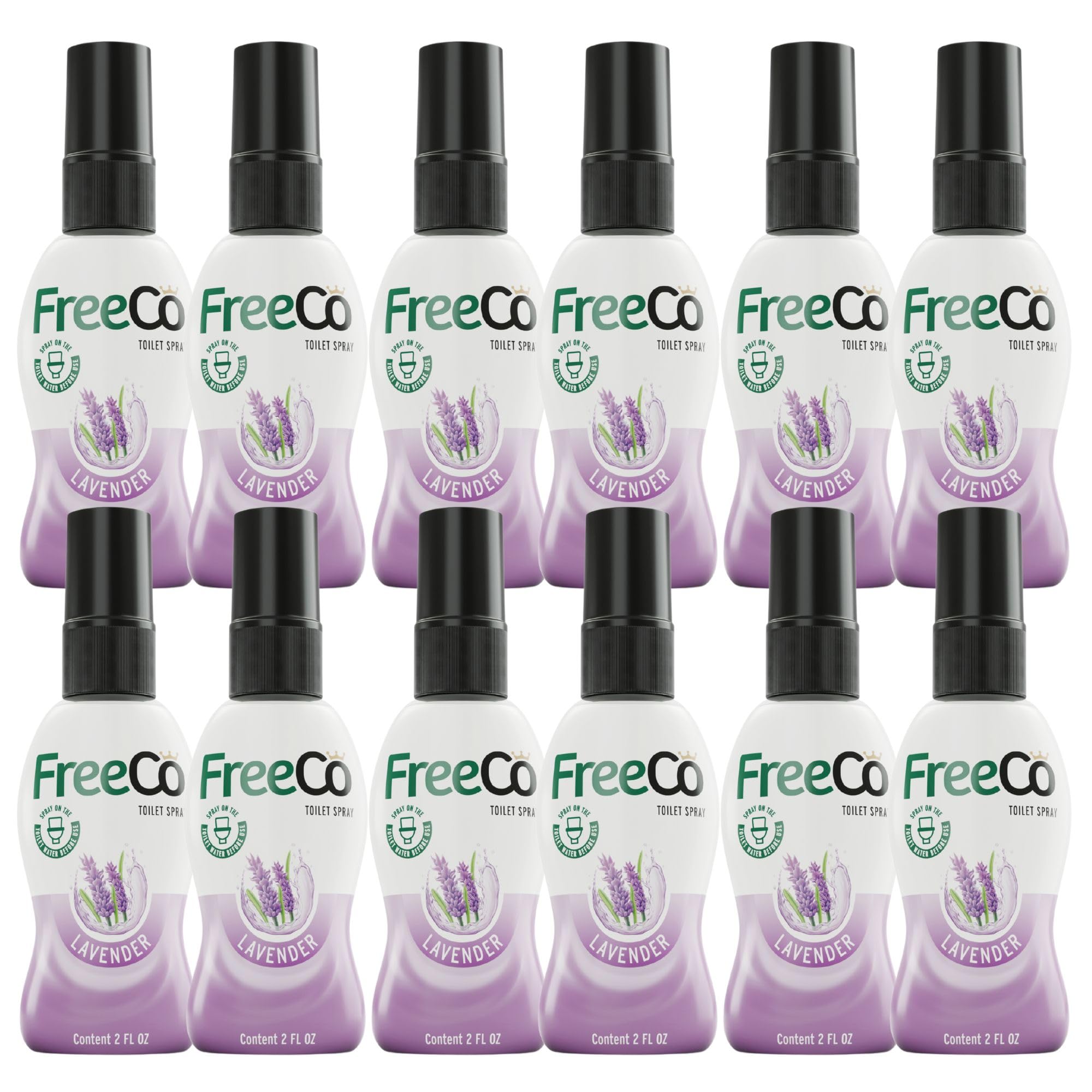 Freeco Anti-Odeur WC (Before You Go) - Spray aux Huiles Essentielles Naturelles. Idéal pour Maison, Bureau, Resto et Voyage. Pack hyper économique de 12x60ml, Parfum Épices