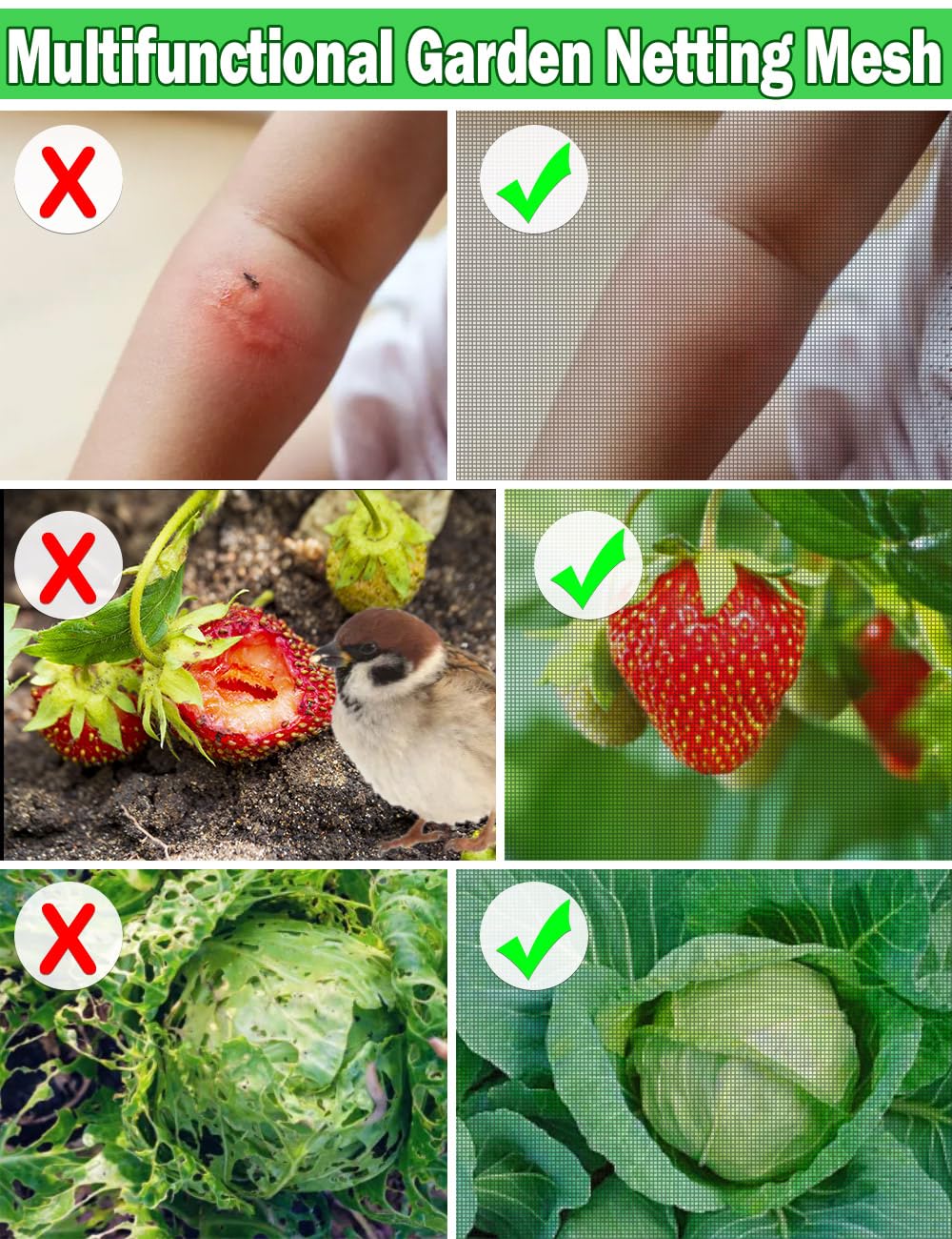 Wohohoho Filet anti-insectes de jardin épais - 2 x 10 m - Ultra fin - Noir - Protection du jardin - Couverture surélevée anti-déformation pour légumes, plantes, fruits, fleurs - Taux d'ombrage de 30 %
