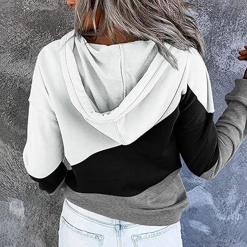 Miniatura 3 de Womens Hooded Sweatshirts Button Collar Hoodies Pullover Drawstring Long Sleeve Shirts Tops Cute Teen Girls Clothes